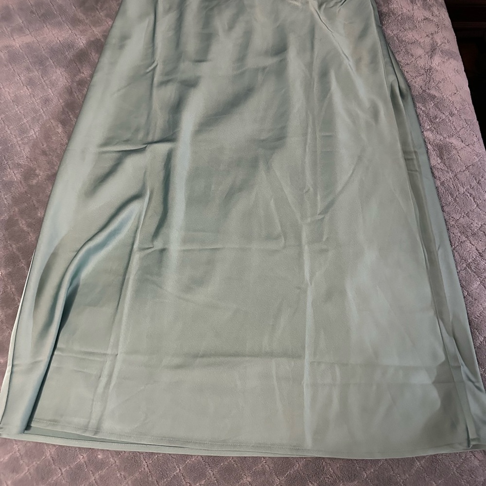 J. Crew Sage Green Satin-y Midi Skirt size L